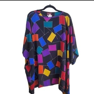 Silkscapes Vintage NWT Multi Color Silk Oversized Tunic/Dress One Size